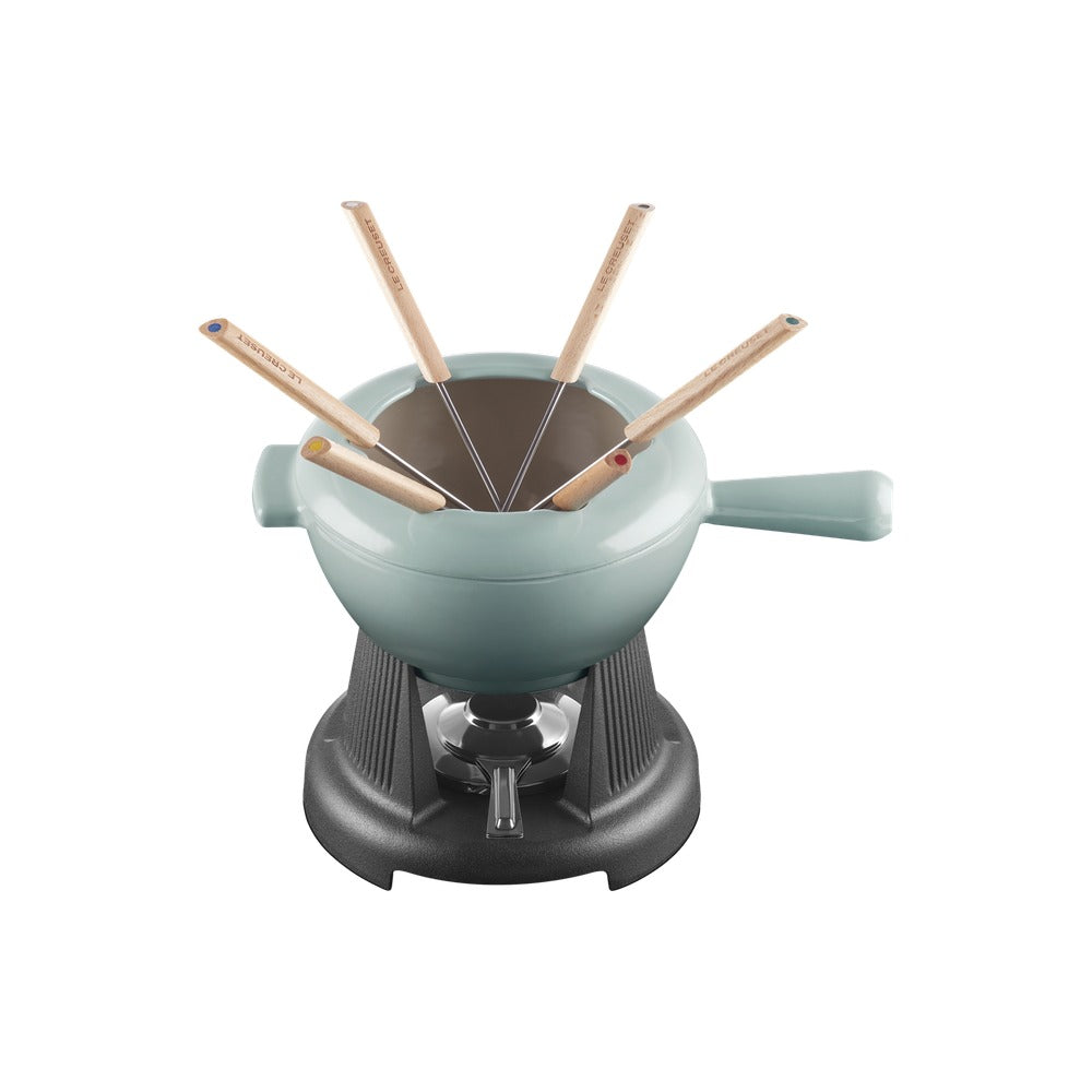 Le Creuset Savoiarda Fondue-Set mit 6 Gabeln und Brenner aus glasiertem Gusseisen