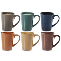 30 cl - H&H Tierra Mug Couleurs Assorties en Grès Lot de 6 Pièces