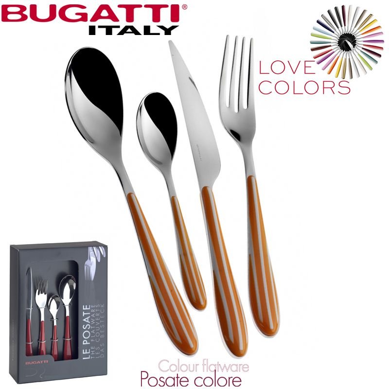 Bugatti Zebra Servizio Posate Acciaio Inox E Abs Set 24 Pz