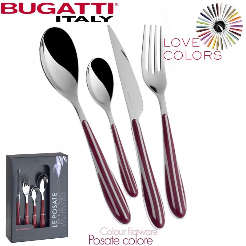 Bugatti Zebra Servizio Posate Acciaio Inox E Abs Set 24 Pz