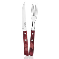 Tramontina Churrasco Cubertería de acero inoxidable Poliwood Set de 12 pz