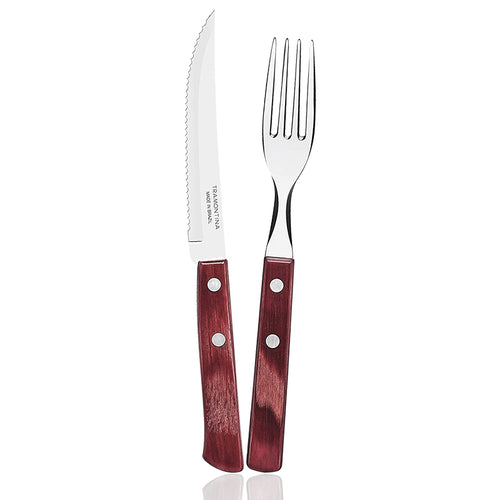 Tramontina Churrasco Service de couverts en acier inox Poliwood Set de 12 pz