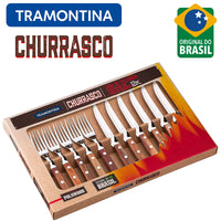 Tramontina Churrasco Cubertería de acero inoxidable Poliwood Set de 12 pz
