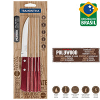 Tramontina Tradicional Cuchillo para Bistec En Acero Inoxidable Poliwood Set de 6 Pzas