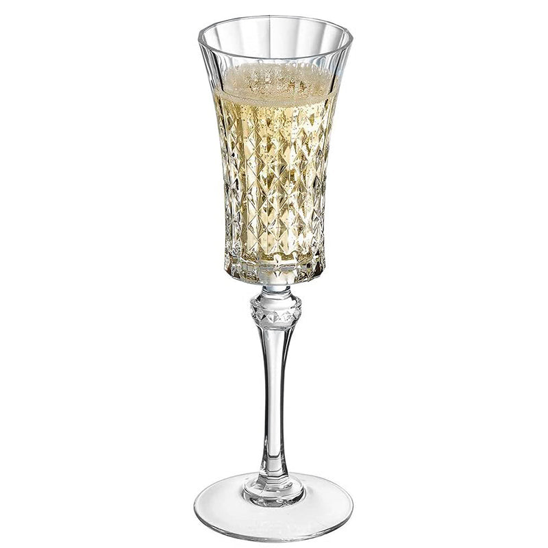 15 Cl Cristal D Arques Lady Diamond Calice Flute In Vetro Set 6 Pezzi
