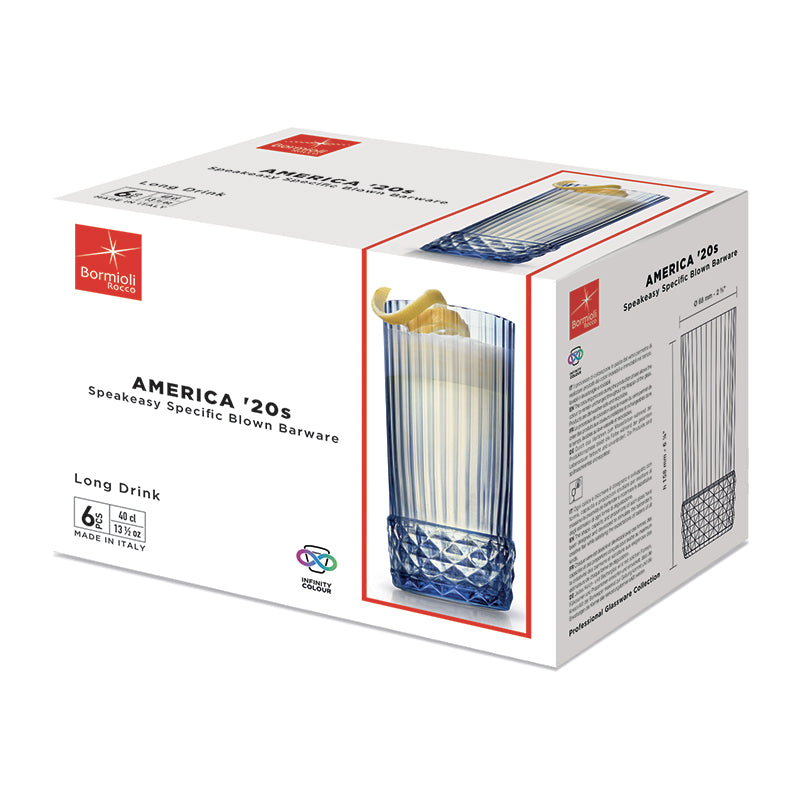 40 Cl Bormioli Rocco America 20S Cocktail Glass in Glass Set of 6 Pieces