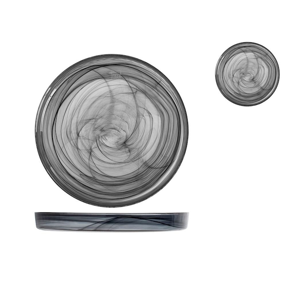 21 cm - H&H Alabastro Plato Plano Borde Elevado En Vidrio - Set de 6 Pzas