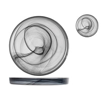 28 cm - H&H Alabastro Flat Plate with Raised Rim in Glass - Set of 6 Pcs