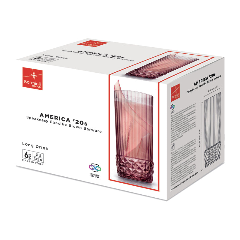 40 Cl Bormioli Rocco America 20S Cocktail Glass in Glass Set of 6 Pieces