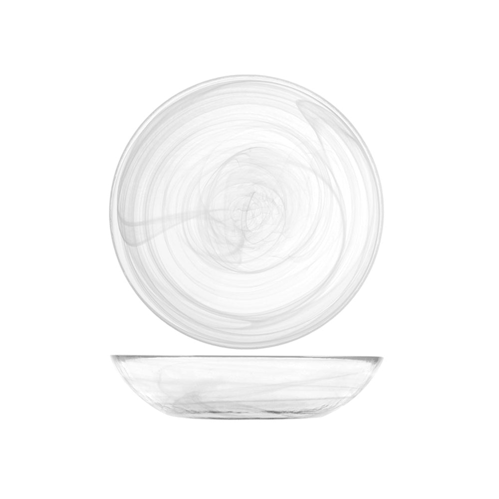 21 cm - H&H Alabastro Deep Plate in Glass - Set of 6 Pcs