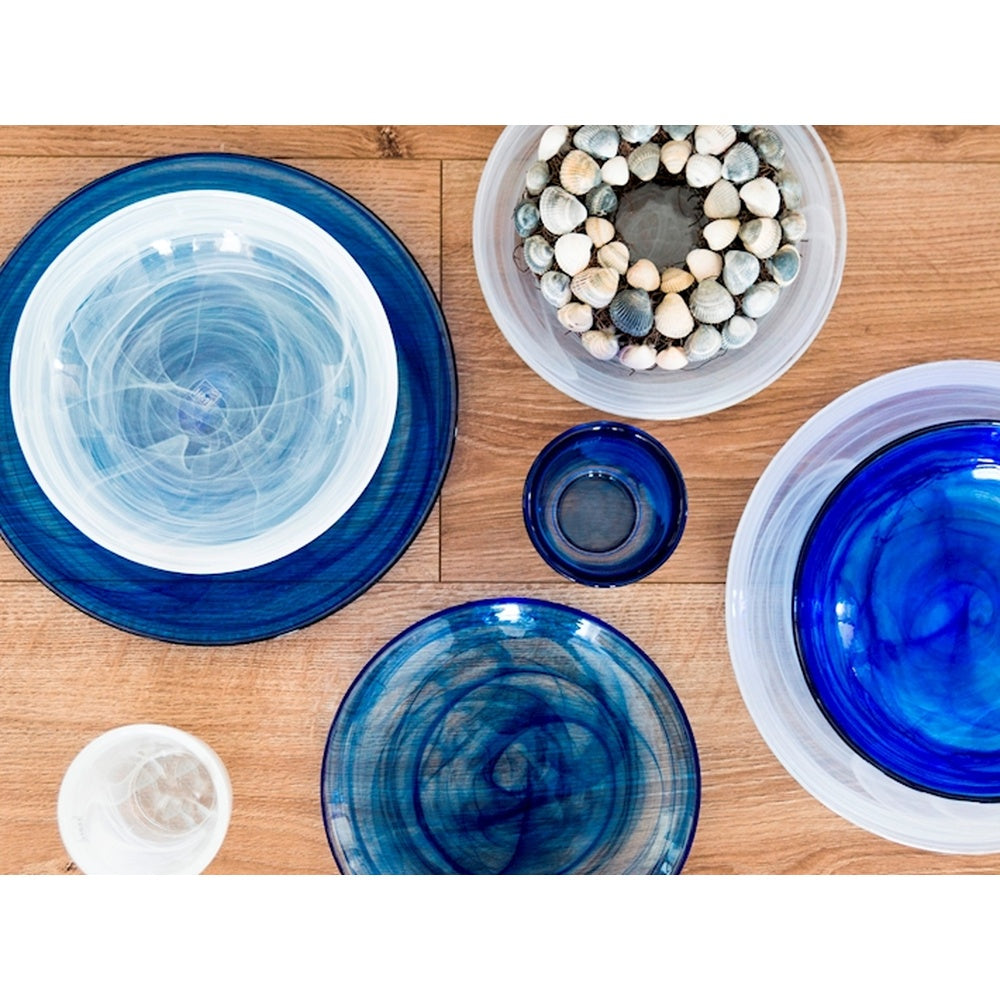 21 cm - H&H Alabastro Deep Plate in Glass - Set of 6 Pcs