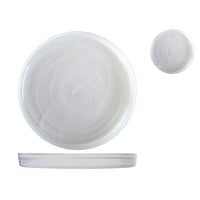 28 cm - H&H Alabastro Flat Plate with Raised Rim in Glass - Set of 6 Pcs