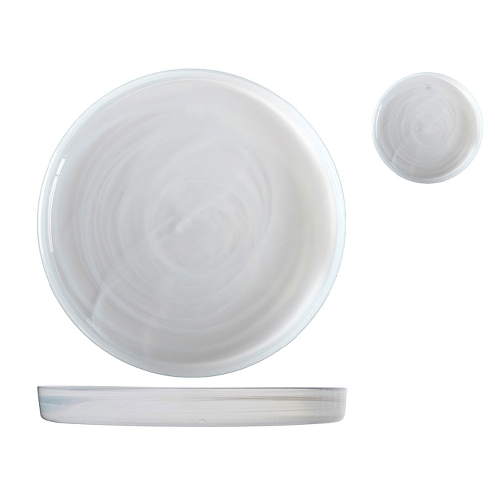 33 cm - H&H Alabastro Raised-Rim Glass Dinner Plate - Set of 6 Pcs