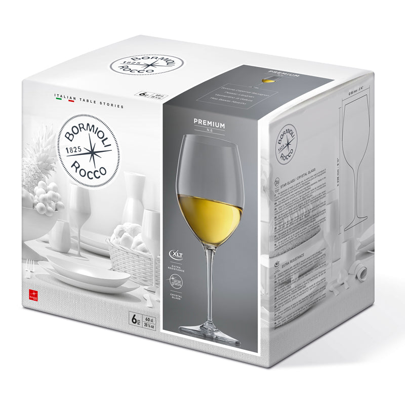 60 Cl Bormioli Rocco Premium Copa de vino blanco de vidrio Set de 6 piezas