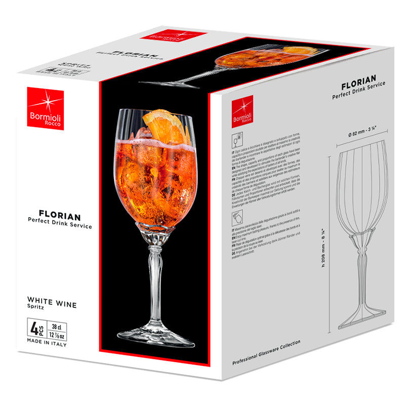 38 Cl Bormioli Rocco Florian White Wine Glass in Glass - Set of 6 Pieces