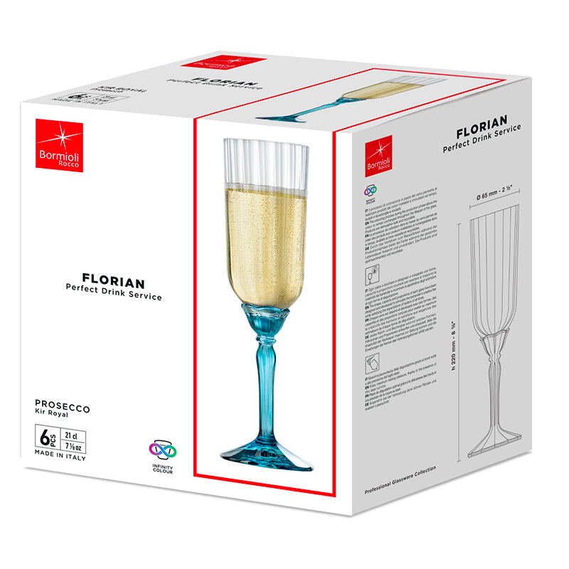 21 Cl Bormioli Rocco Florian Sektflöte Aus Glas Set mit 6 Stück