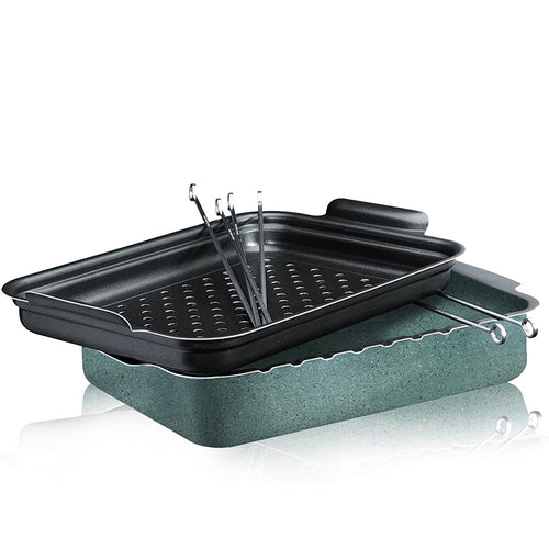 32X24 Cm Bialetti Aeternum Rostiera Rettangolare Antiaderente In Alluminio