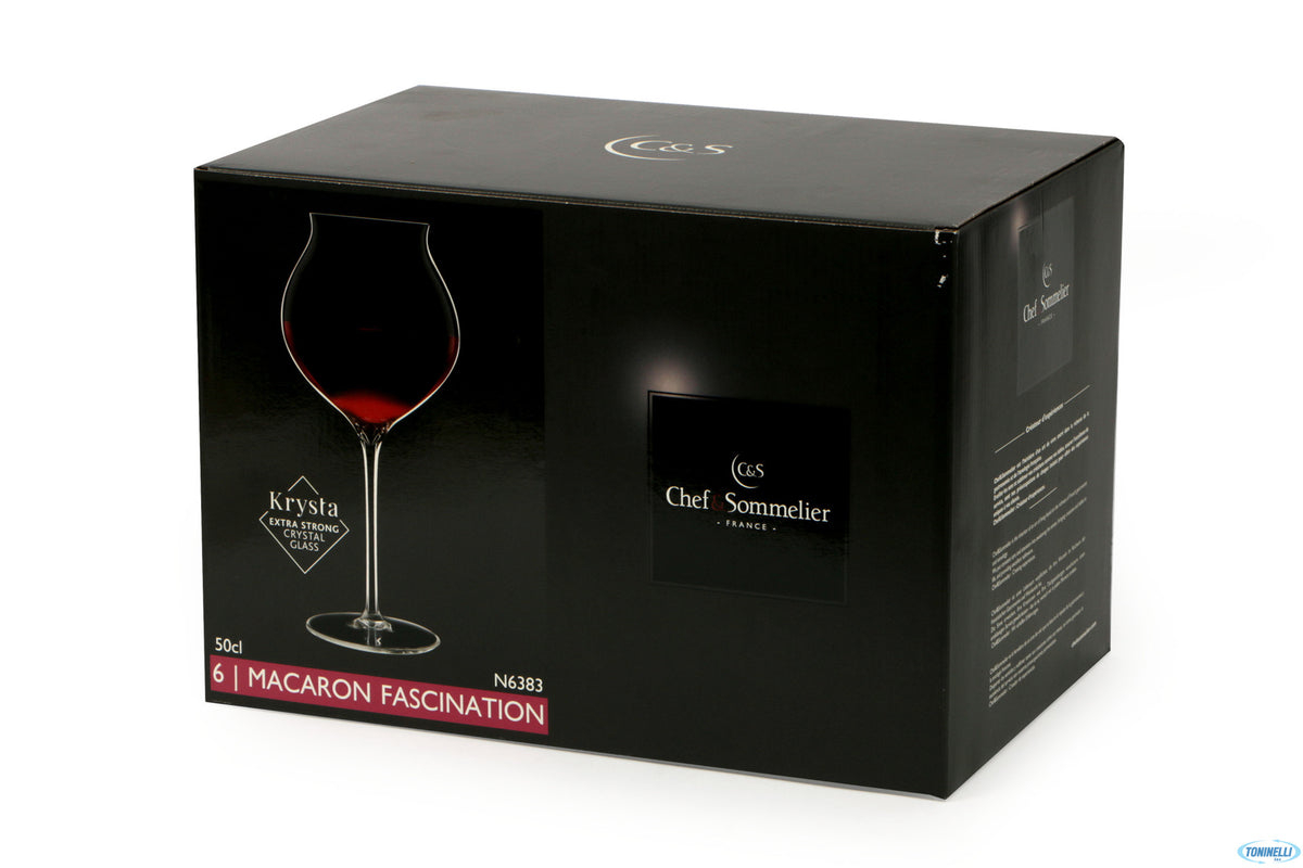 50 Cl Chef And Sommelier Macaron Calice Vino Rosso Fascination In Vetro Set 6 Pezzi