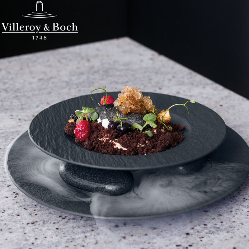 28 Cm Villeroy And Boch Manufacture Rock Pastabord in Porselein - Set van 6 Stuks