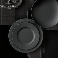 27 Cm Villeroy And Boch Manufacture Rock Flat Plate In Porcelain Set of 6 Pcs