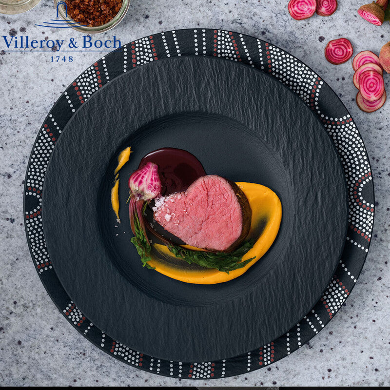 27 Cm Villeroy And Boch Manufacture Rock Flat Plate In Porcelain Set of 6 Pcs