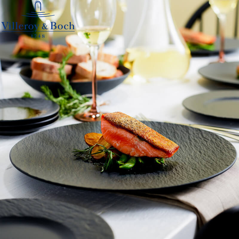 32 Cm Villeroy And Boch Manufacture Rock Pizzateller aus Porzellan - Set mit 6 Stück