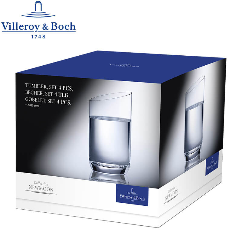 22 5 Cl Villeroy And Boch Newmoon Verre à eau en verre Set de 4 pièces