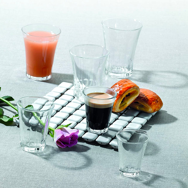 7 Cl Duralex Amalfi Bicchierino Caffe van gehard glas Set van 4 st