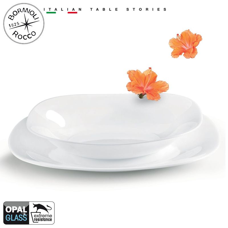 Bormioli Rocco Parma Service de Vaisselle en Verre Opale - Lot de 19 Pcs