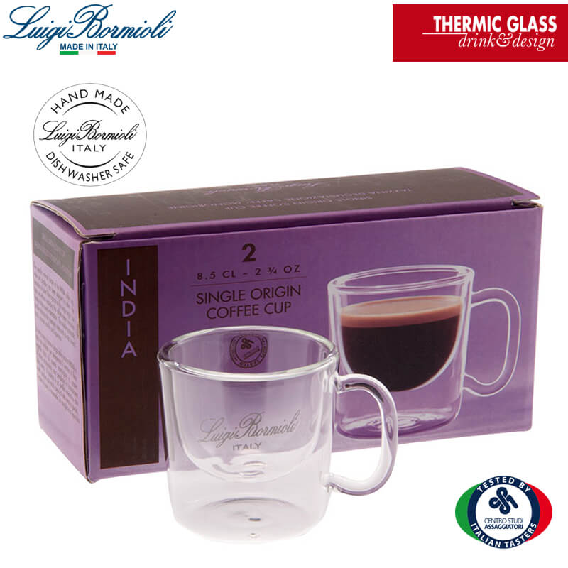 8 5 Cl Bormioli Luigi Thermic Glass Tazzina Caffe India In Vetro Borosilicato Set 2 Pezzi