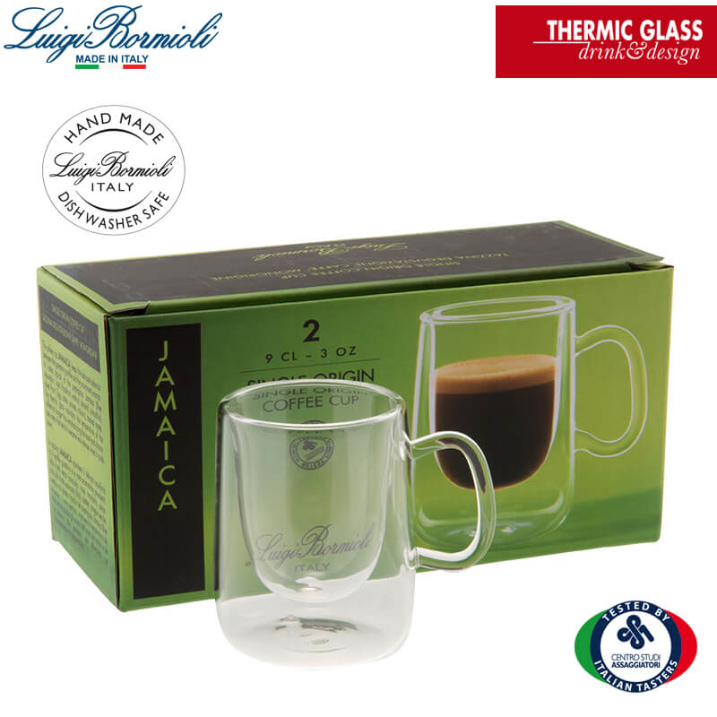 9 Cl Bormioli Luigi Thermic Glass Tasse à café en verre borosilicaté Set de 2 pièces