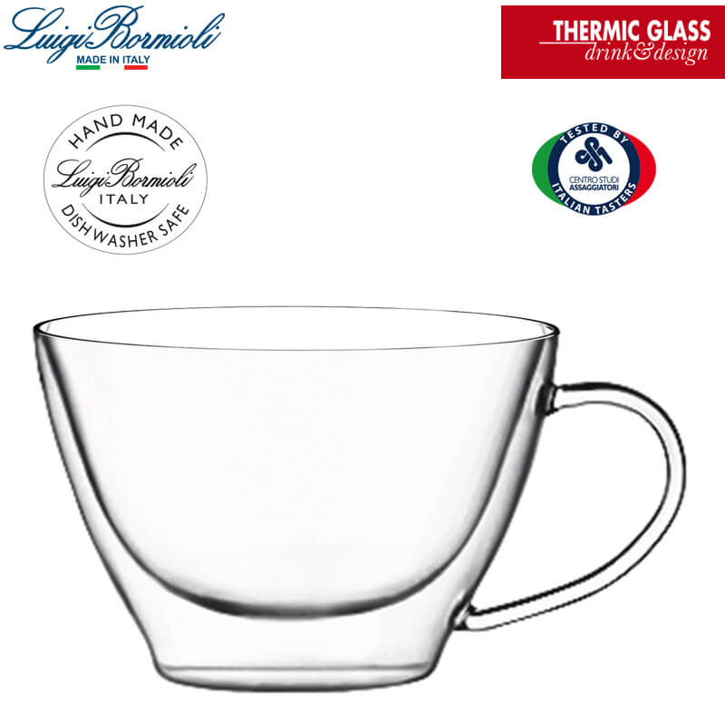 38 5 Cl Bormioli Luigi Thermic Glass Tazza Cappuccino In Vetro Borosilicato Set 2 Pezzi