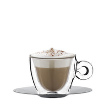 16 5 Cl Bormioli Luigi Thermic Glass Taza de cappuccino Doble pared con platillo acero Set de 2 pz