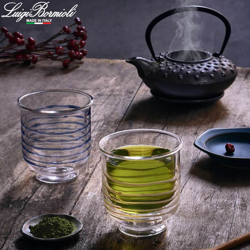 23 5 Cl Bormioli Luigi Thermic Glass Sakura Taza de té de vidrio borosilicato Set de 2 piezas