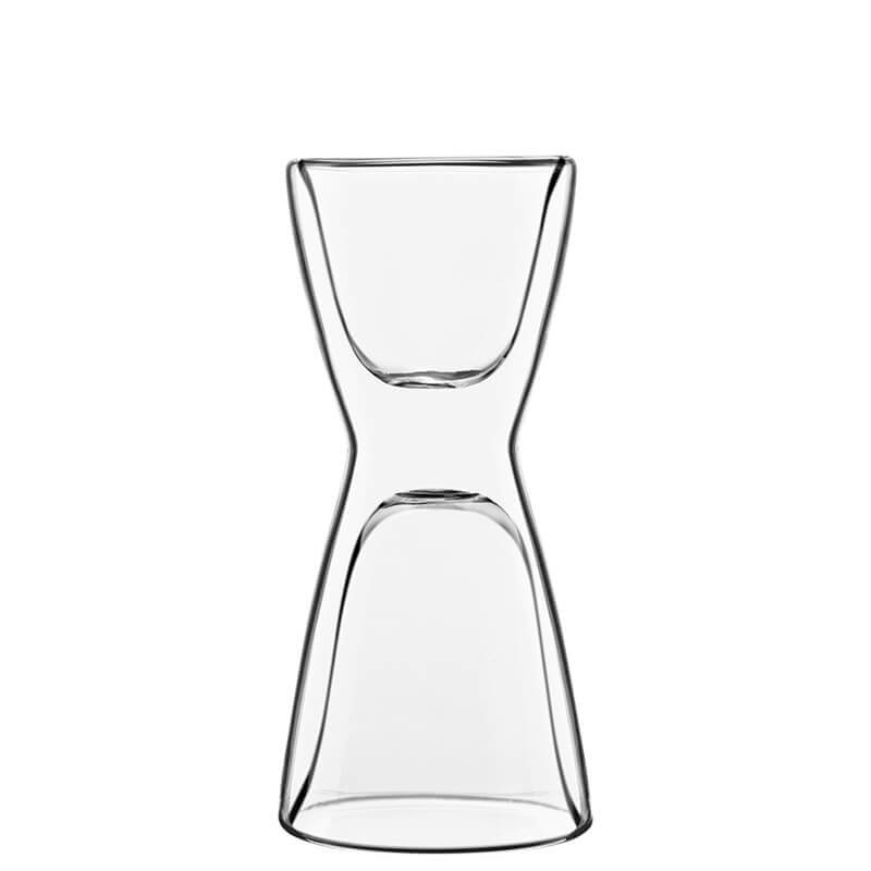10 Cl Bormioli Luigi Thermic Glass Taza espresso Jigger de vidrio borosilicato Set de 2 piezas