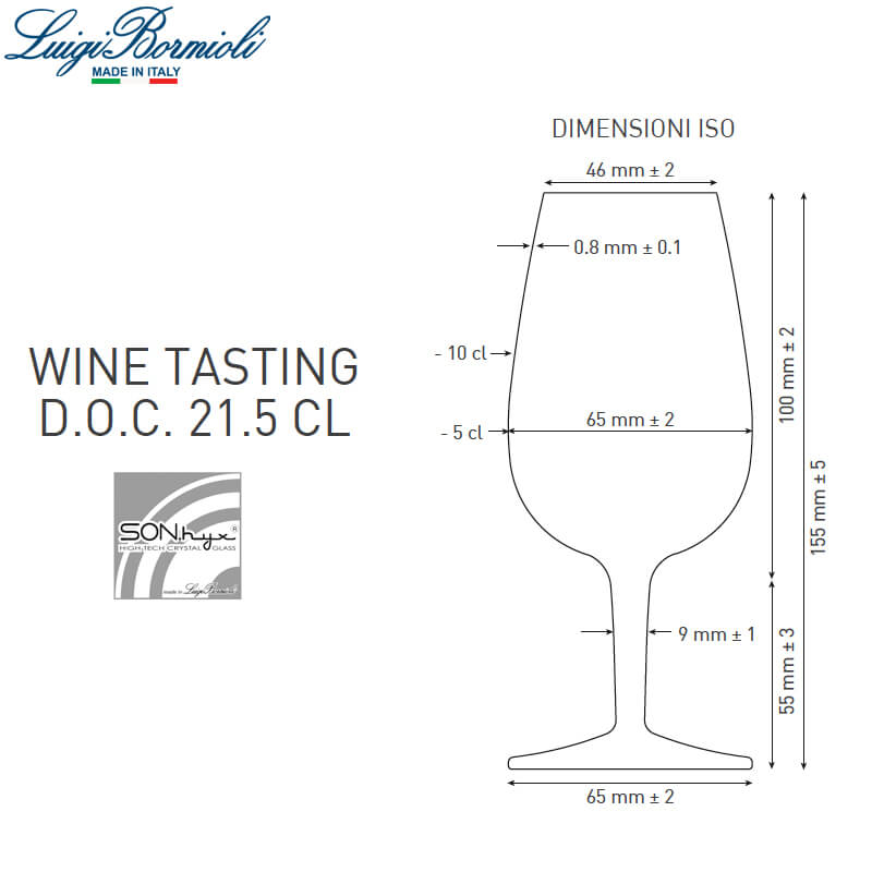 21 5 Cl Bormioli Luigi Doc Iso Proefglas Van Glas Set 6 Pezzi