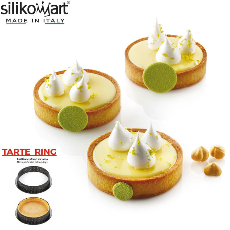 8 Cm Silikomart Tarte Ring Moule anneau micro-perforé Antiadhésif en silicone Set de 6 pz