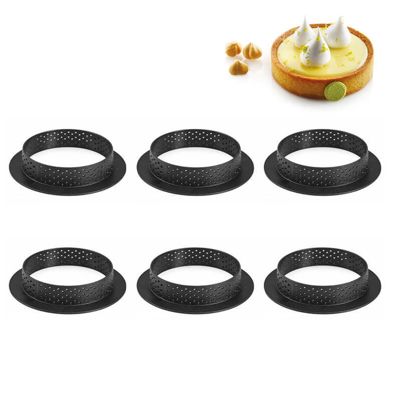 8 Cm Silikomart Tarte Ring Moule anneau micro-perforé Antiadhésif en silicone Set de 6 pz