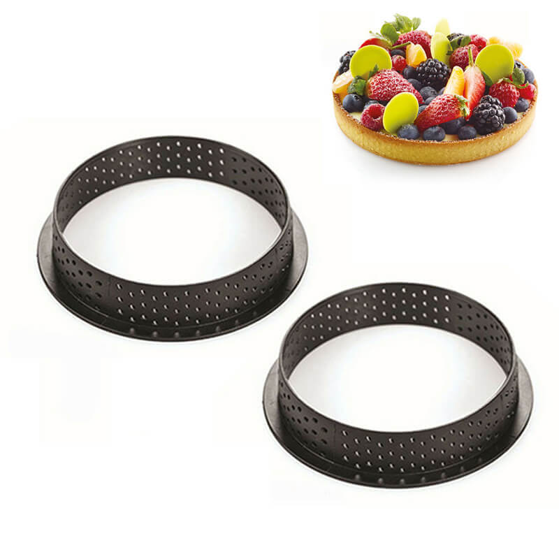 15 Cm Silikomart Tarte Ring Geperforeerde ringvorm anti-aanbak van silicone Set van 2 st
