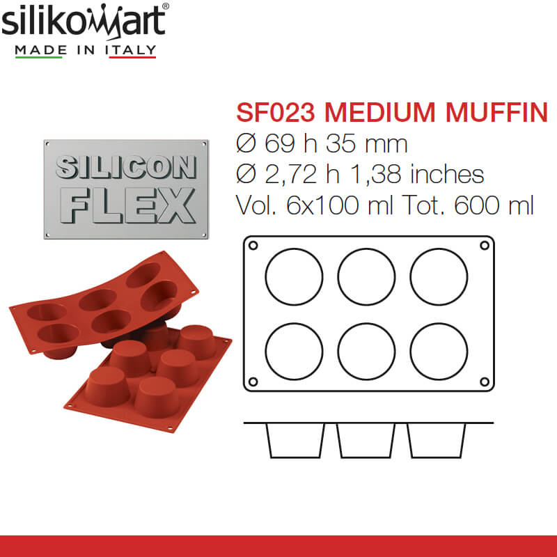 6 Silikomart vormen Classic Muffinvorm van silicone