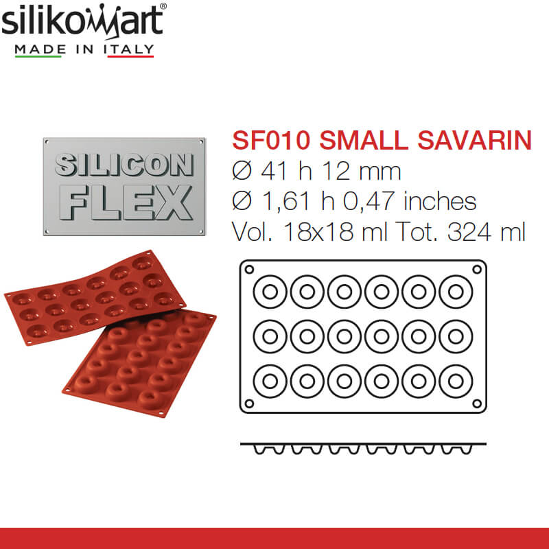 18 Cavities Silikomart Classic Savarin Mold in Silicone