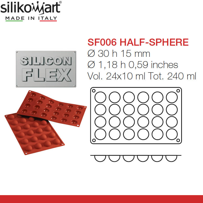 24 Silikomart Classic molde semiesfera silicona