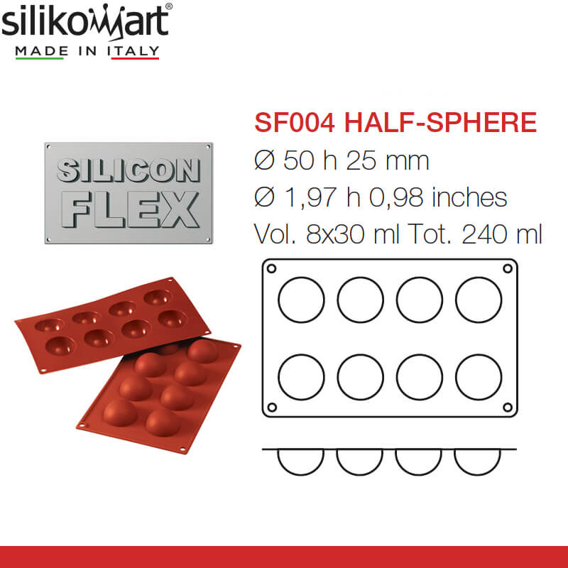 8 Forme Silikomart Classic Stampo Semisfera In Silicone