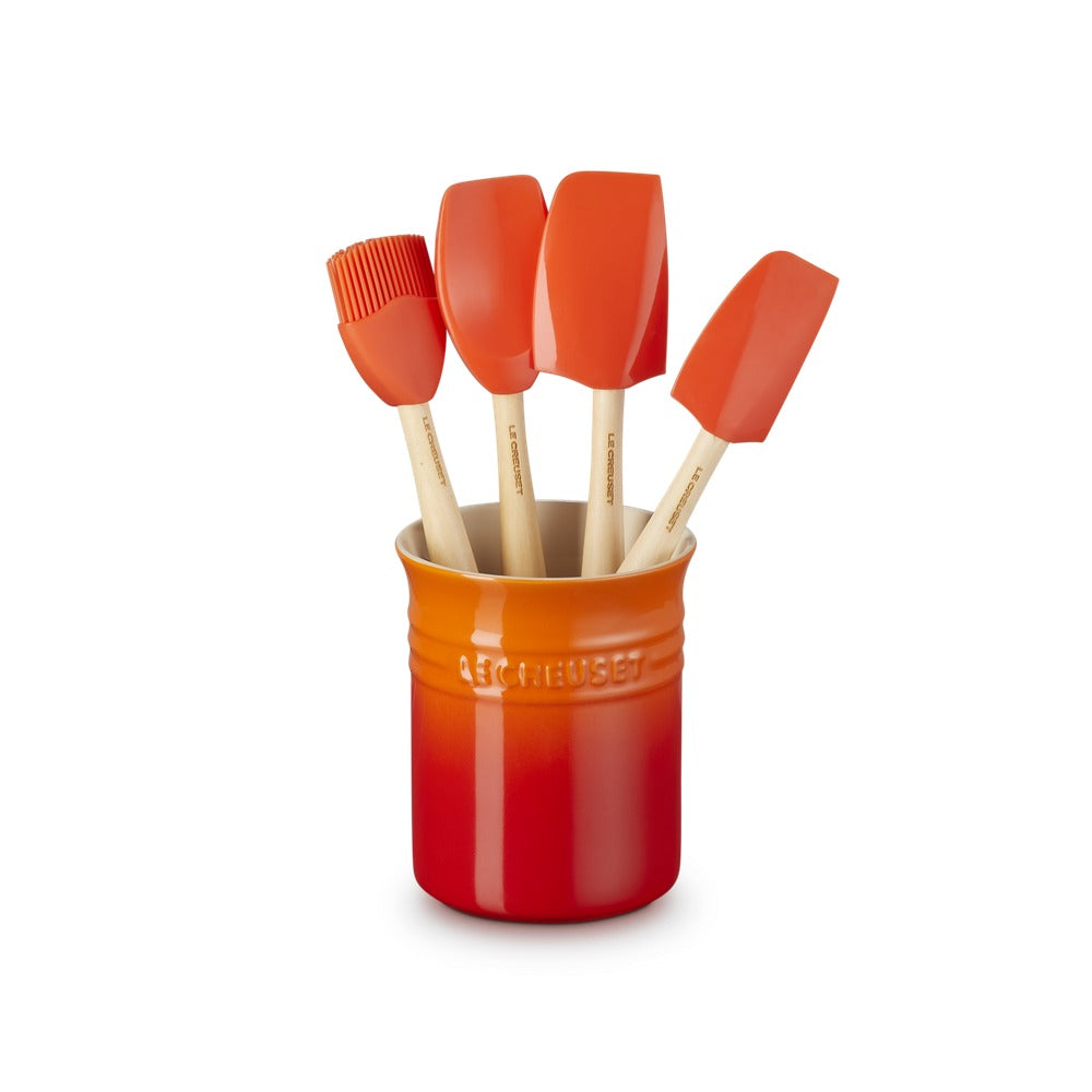 Le Creuset Craft Evolution set spatules de cuisine en silicone avec porte-spatules en grès - set 5 pièces