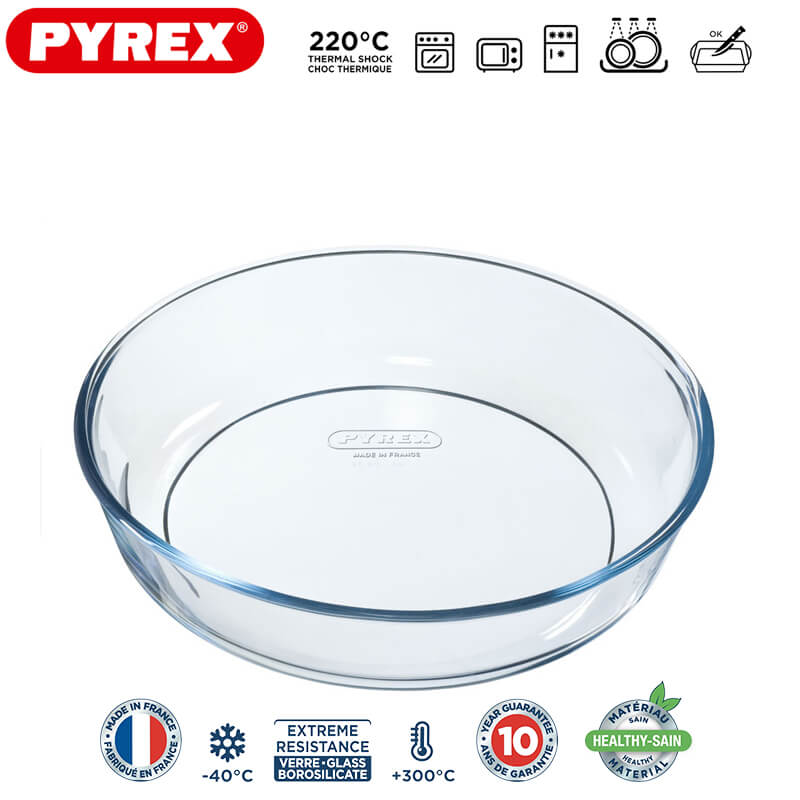 26 Cm Pyrex Bake And Enjoy Tortiera Rotondo en verre borosilicaté