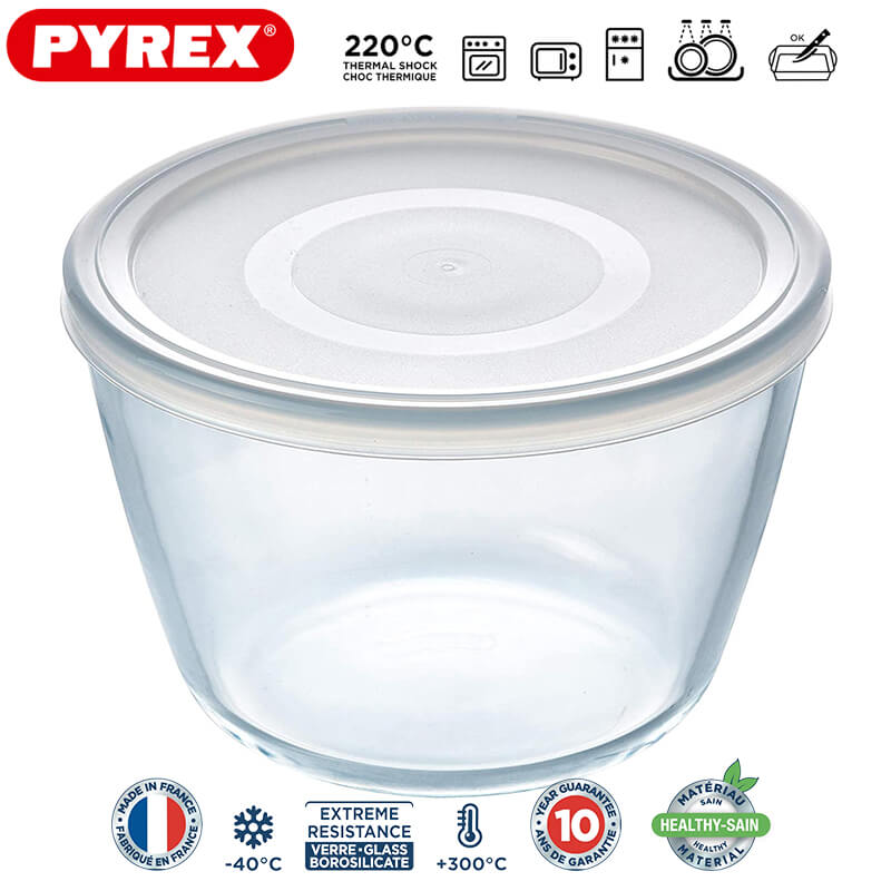 Pyrex Cook And Freeze recipiente redondo para alimentos de vidrio borosilicato