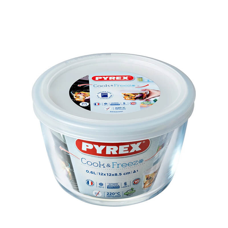 Pyrex Cook And Freeze recipiente redondo para alimentos de vidrio borosilicato