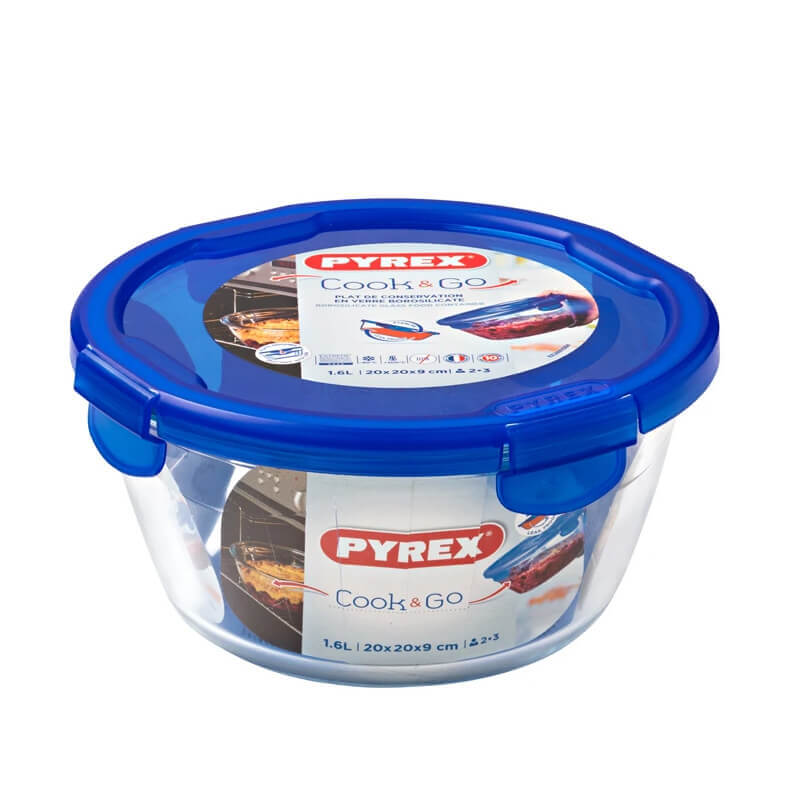 Pyrex Cook And Go recipiente hermético redondo para alimentos de vidrio borosilicato