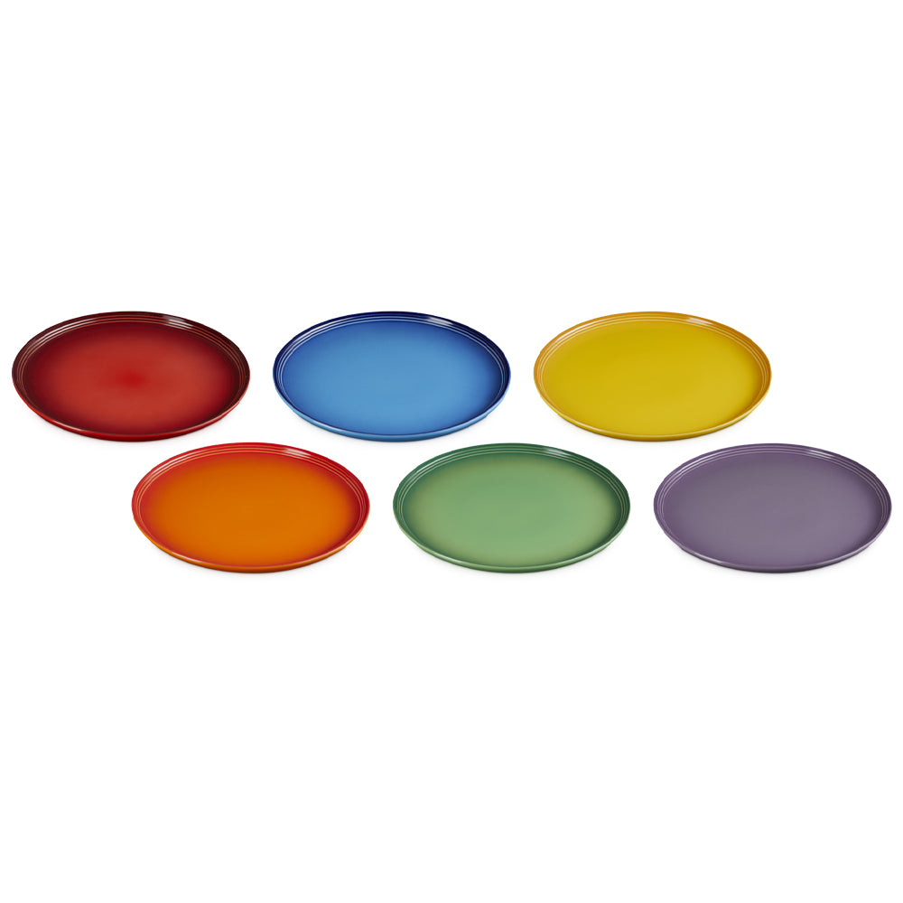 27 cm - Le Creuset Rainbow Coupe Deep Plate Assorted Colours In Glazed Stoneware Set of 6 Pcs