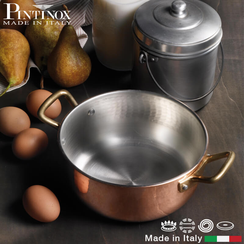 Pintinox Rame Round Sauté Pan in Tin-Plated Copper